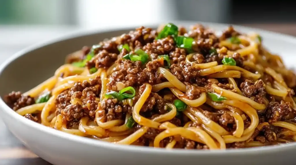 Mongolian Ground Beef Noodles