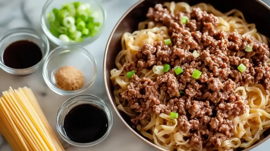 Mongolian Ground Beef Noodles