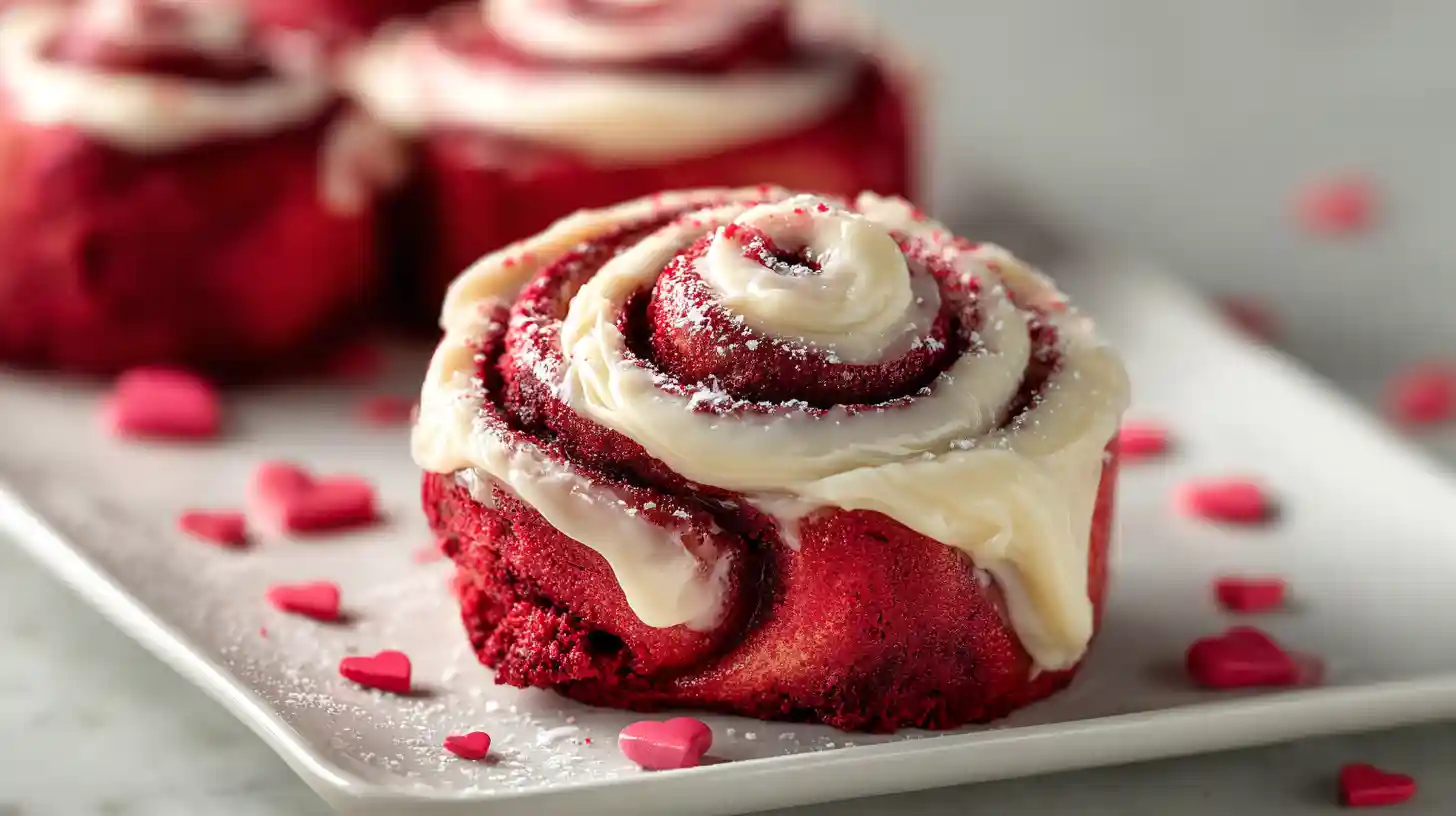 Red Velvet Valentine’s Day Cinnamon Rolls
