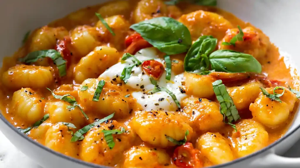 Creamy Tomato Gnocchi with Burrata