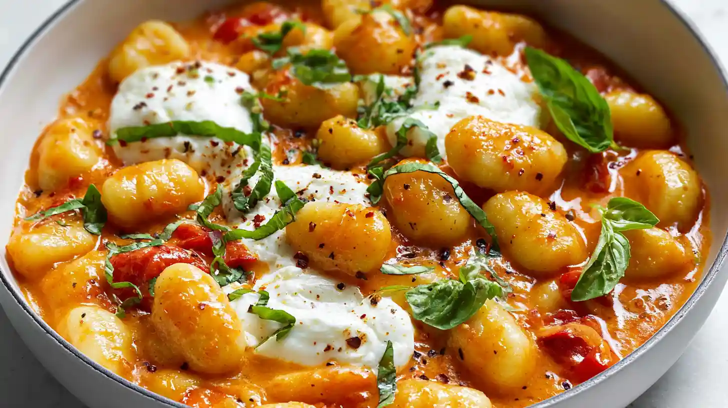 Creamy Tomato Gnocchi with Burrata